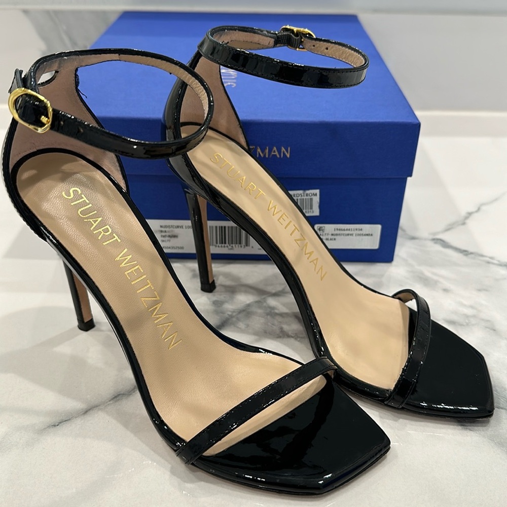 Stuart Weitzman Nudist Curve 100 Sandal Black 36.5